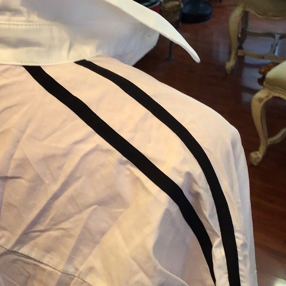 NWT Stylewe White Cotton Button down with Two Black Stripes on the arms. - Picture 4 of 5